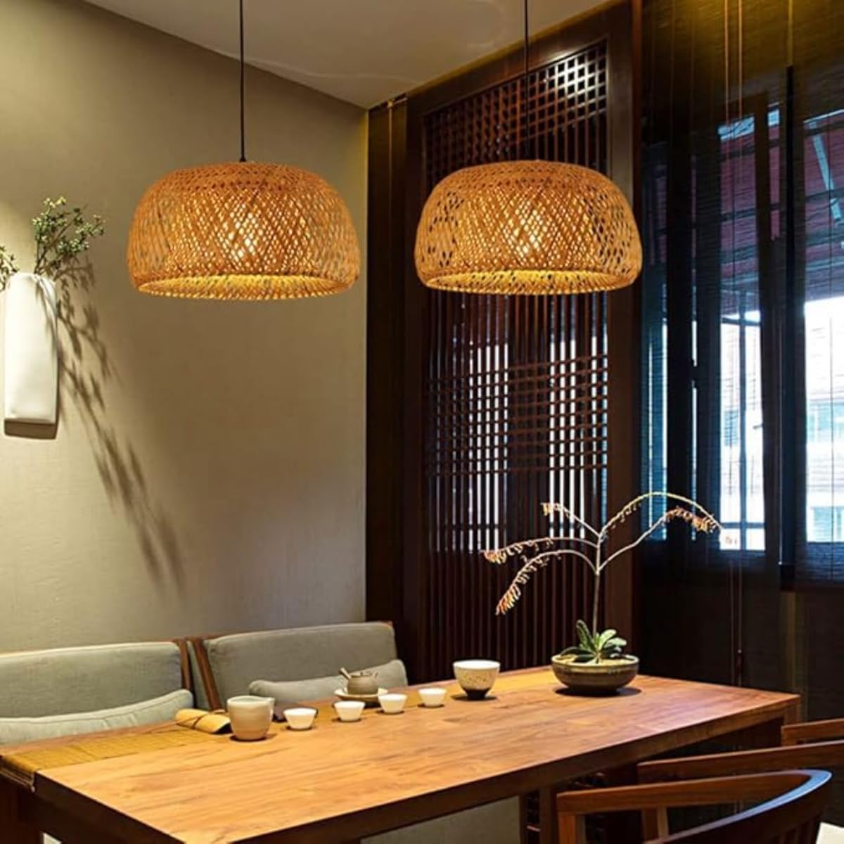 Pendente em Bambu Casa com luz