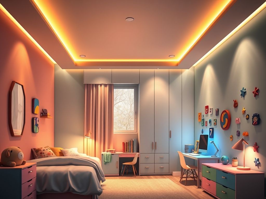 Como aplicar iluminação em camadas em quartos infantis