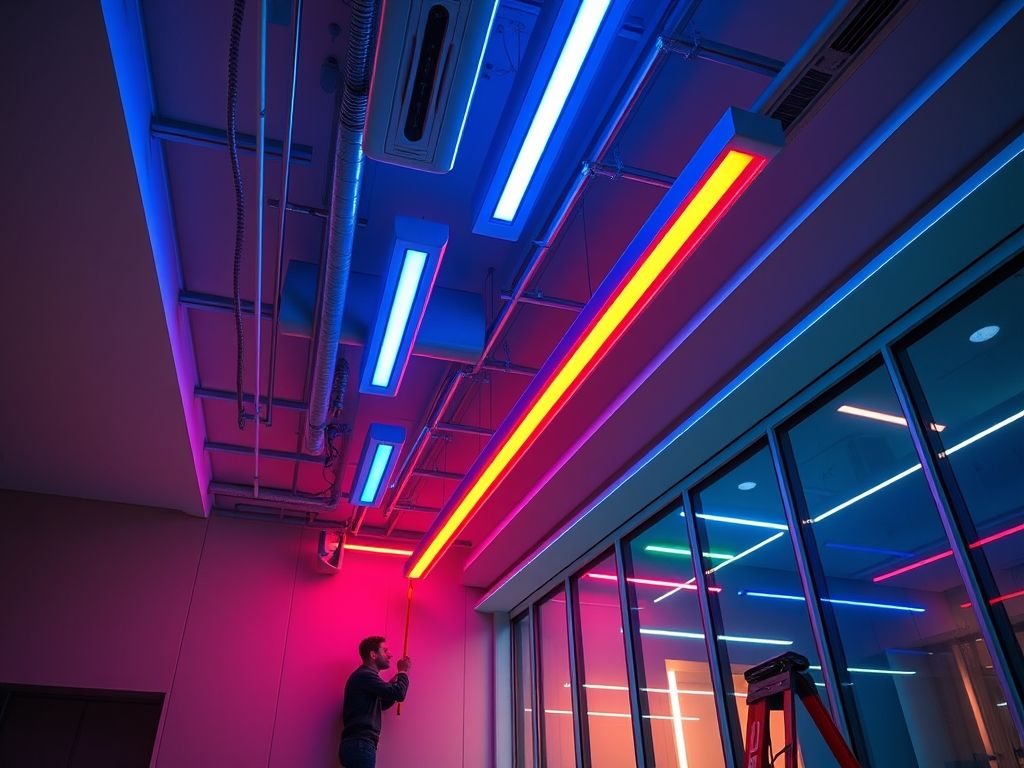 Como combinar iluminação colorida e perfis de LED
