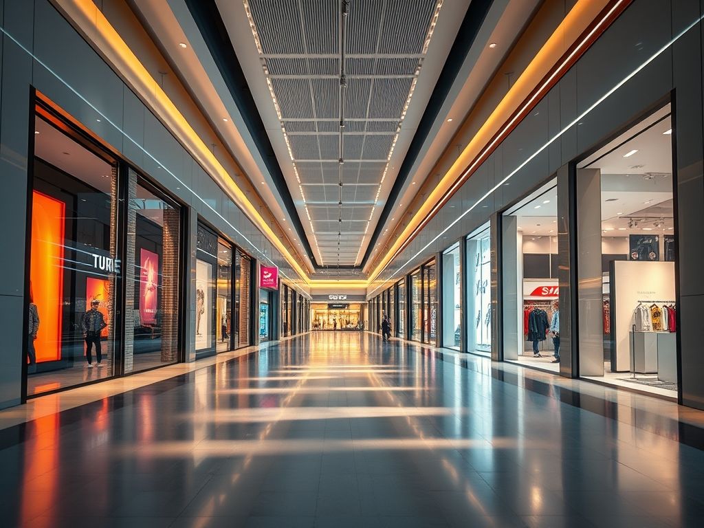 Como iluminar corredores de lojas e shopping centers