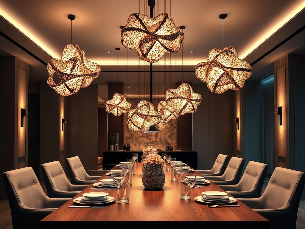Como instalar luminárias esculturais em salas de jantar