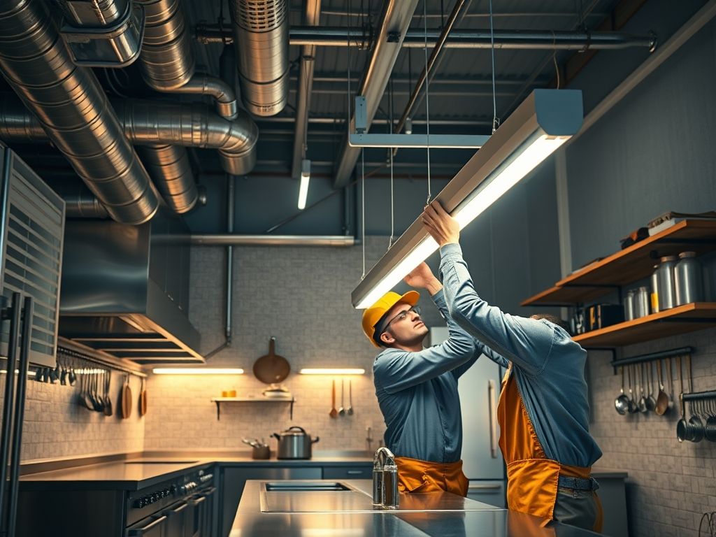 Como instalar perfil LED suspenso em cozinhas industriais