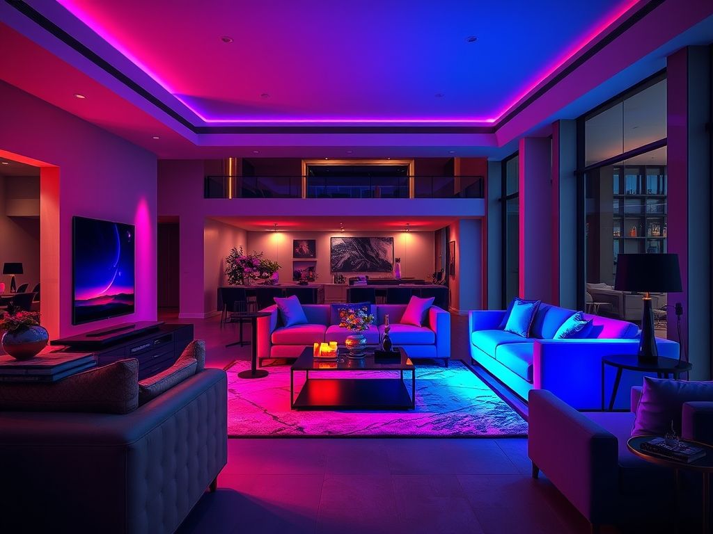Como usar iluminação colorida para destacar móveis e objetos