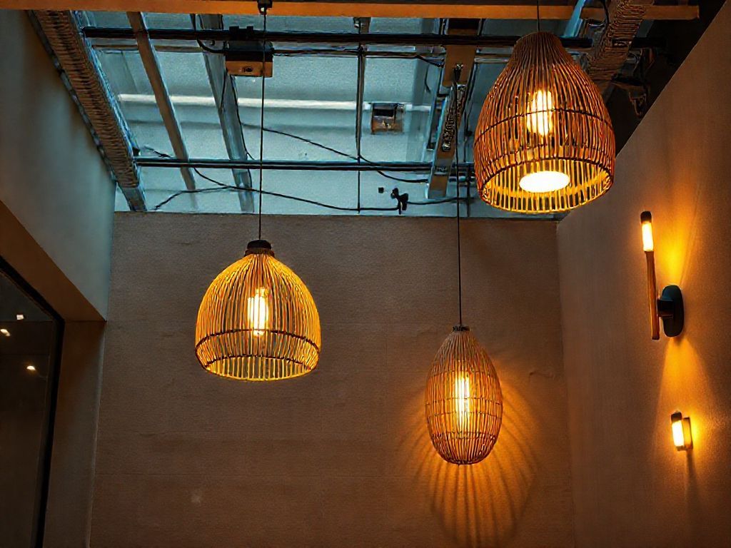 Como usar iluminação com palha, bambu e rattan