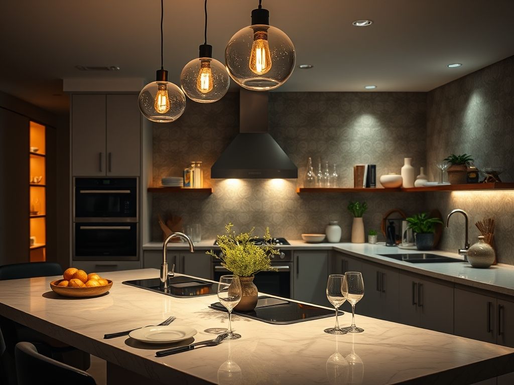 Como usar luminárias esculturais em cozinhas gourmet