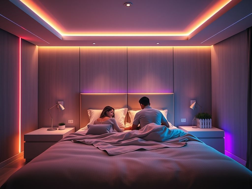 Como usar perfis de LED inovadores em quartos de casal