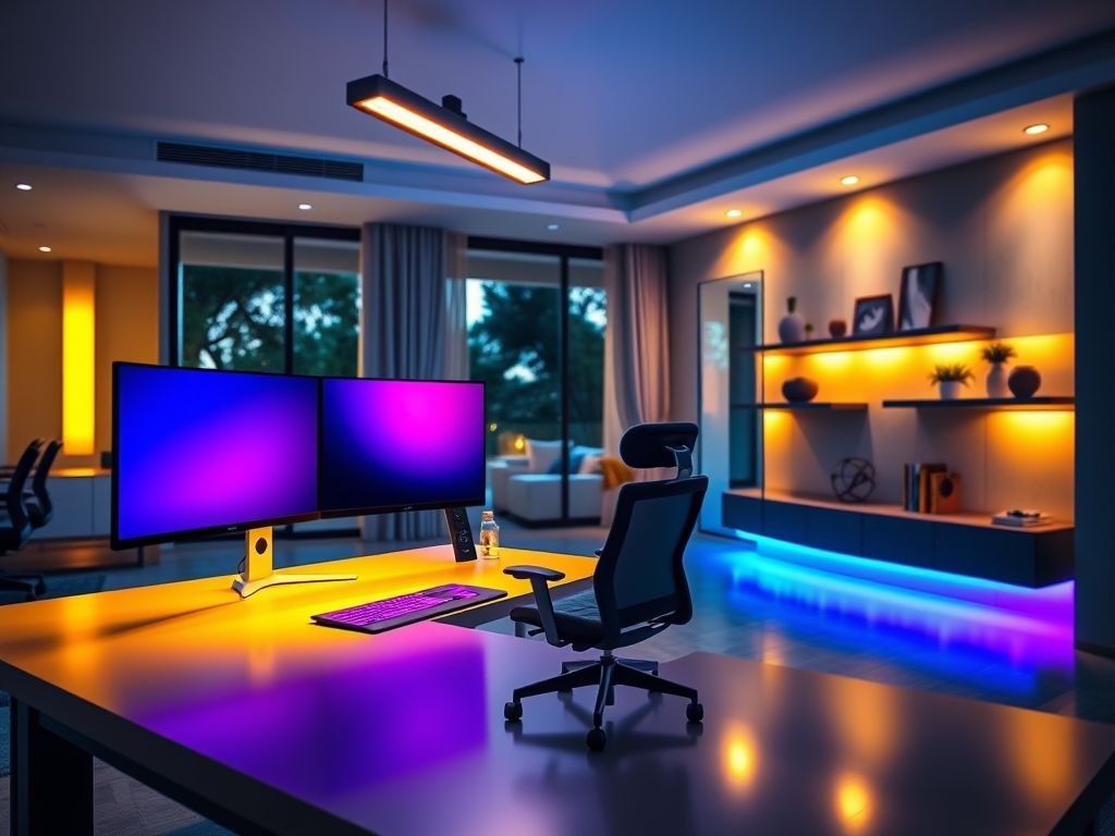 Iluminação com cores variáveis em home office: dicas de produtividade