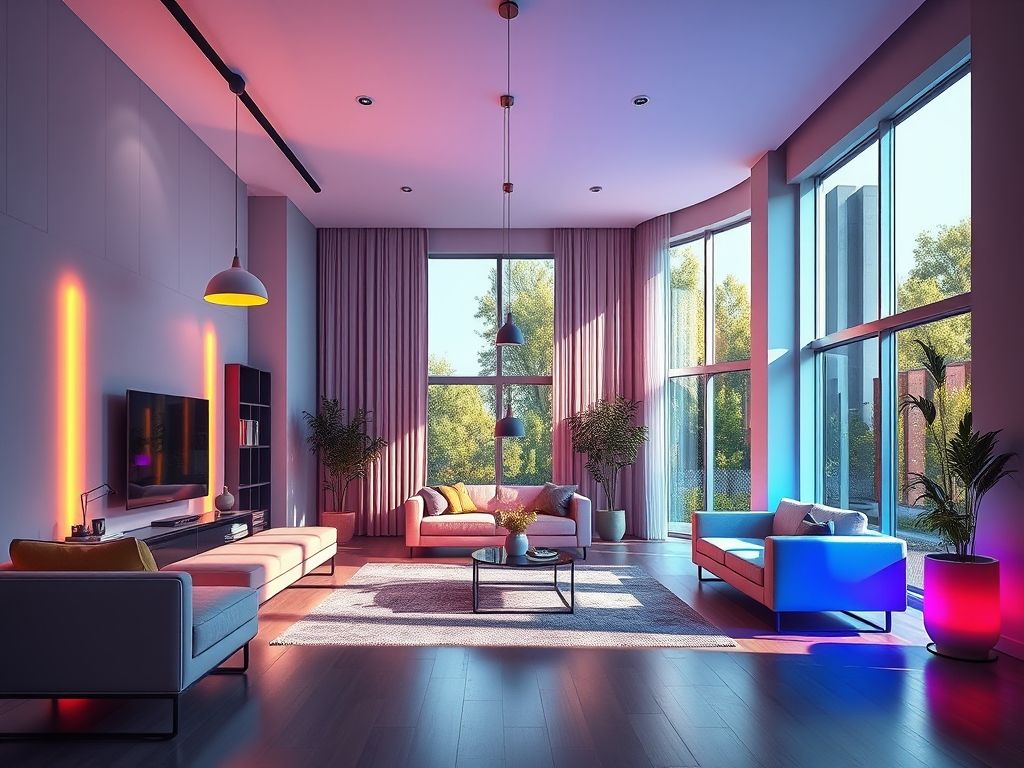Iluminação com cores variáveis em quartos: ideias práticas