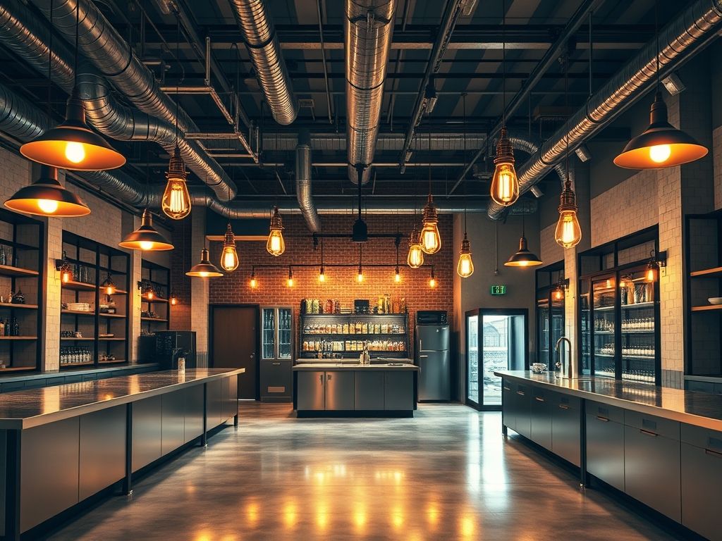 Iluminação de cozinha industrial
