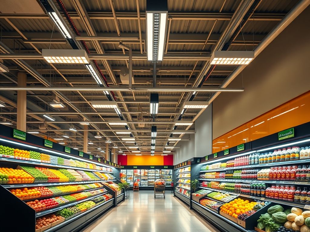Iluminação eficiente para supermercado