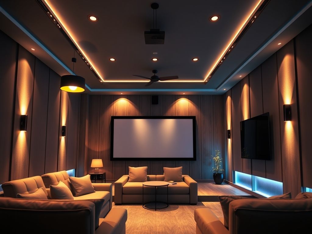 Iluminação em camadas para home theater: técnicas e dicas