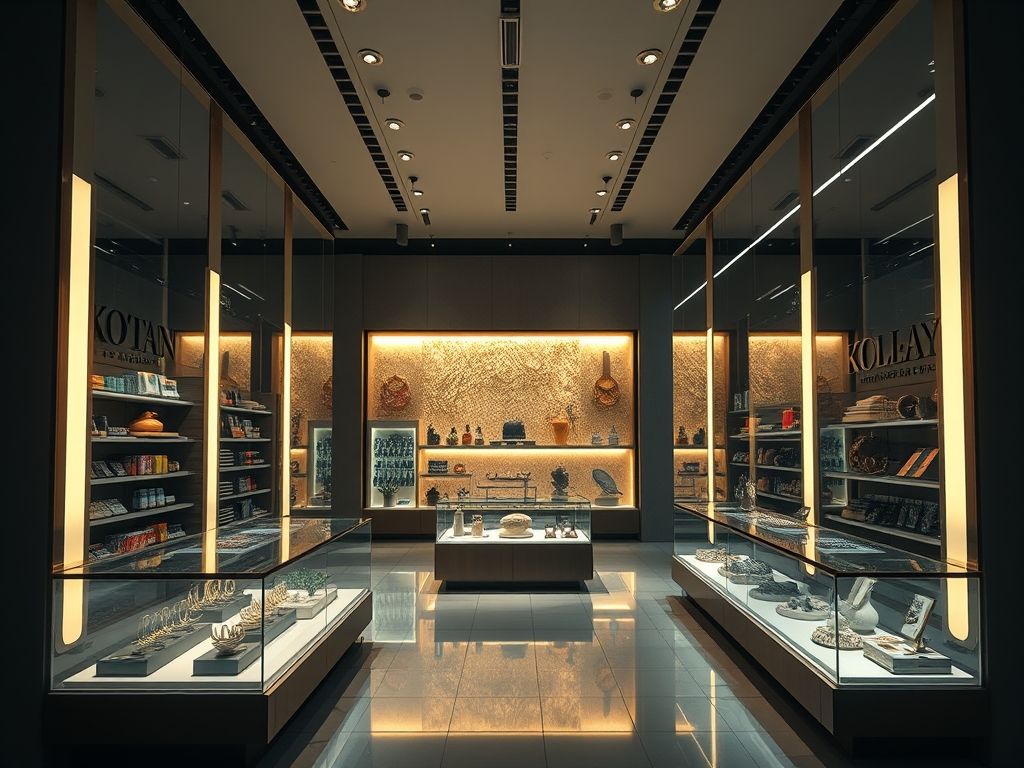 Iluminação em displays de joias