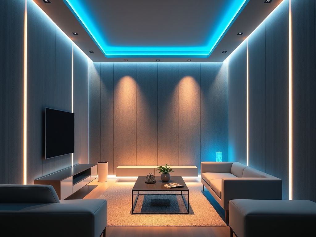 Iluminação indireta com fita LED em salas pequenas