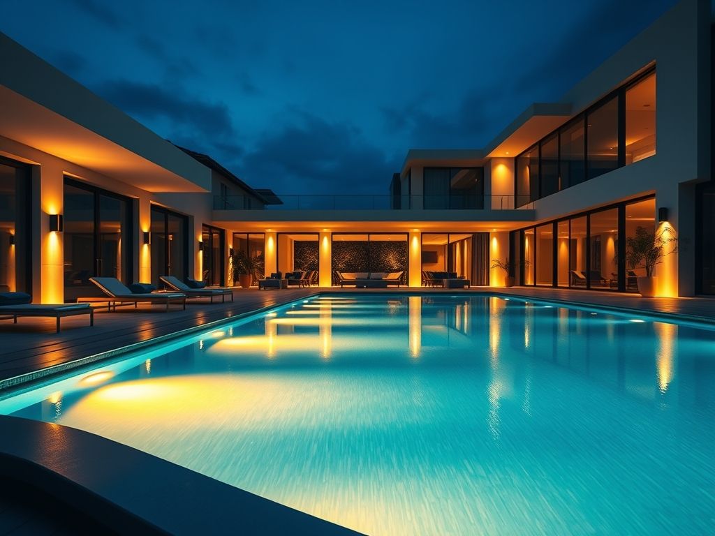 Iluminação para área de piscina