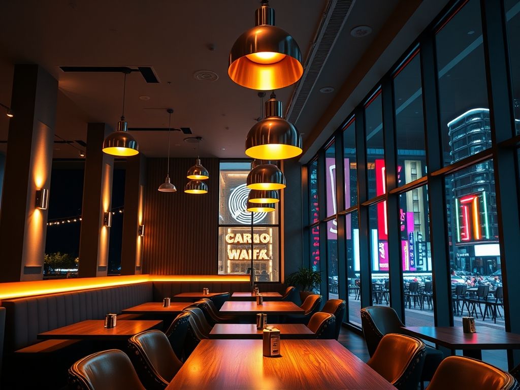 Iluminação para cafeterias modernas