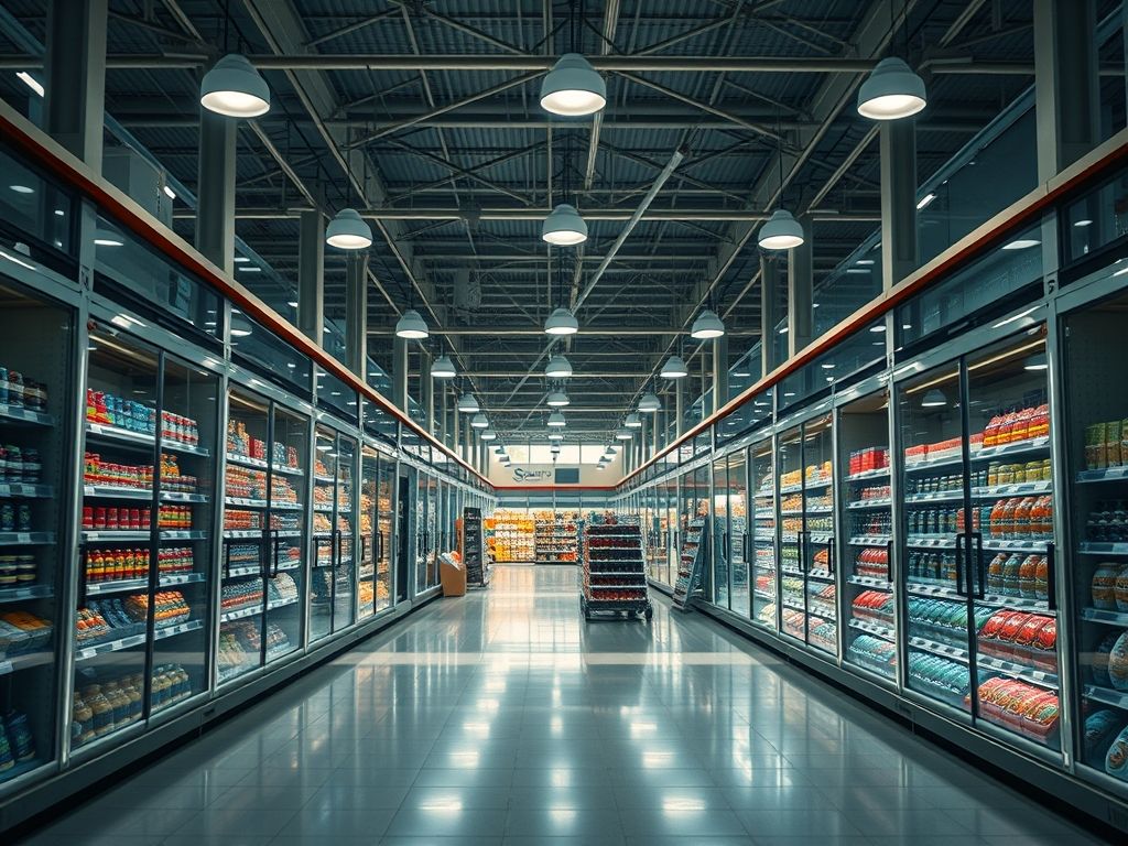 Iluminação para caixas de supermercado