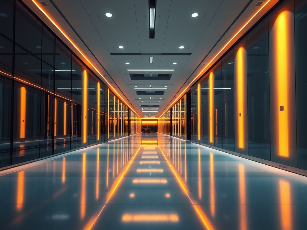 Iluminação para corredores de empresas