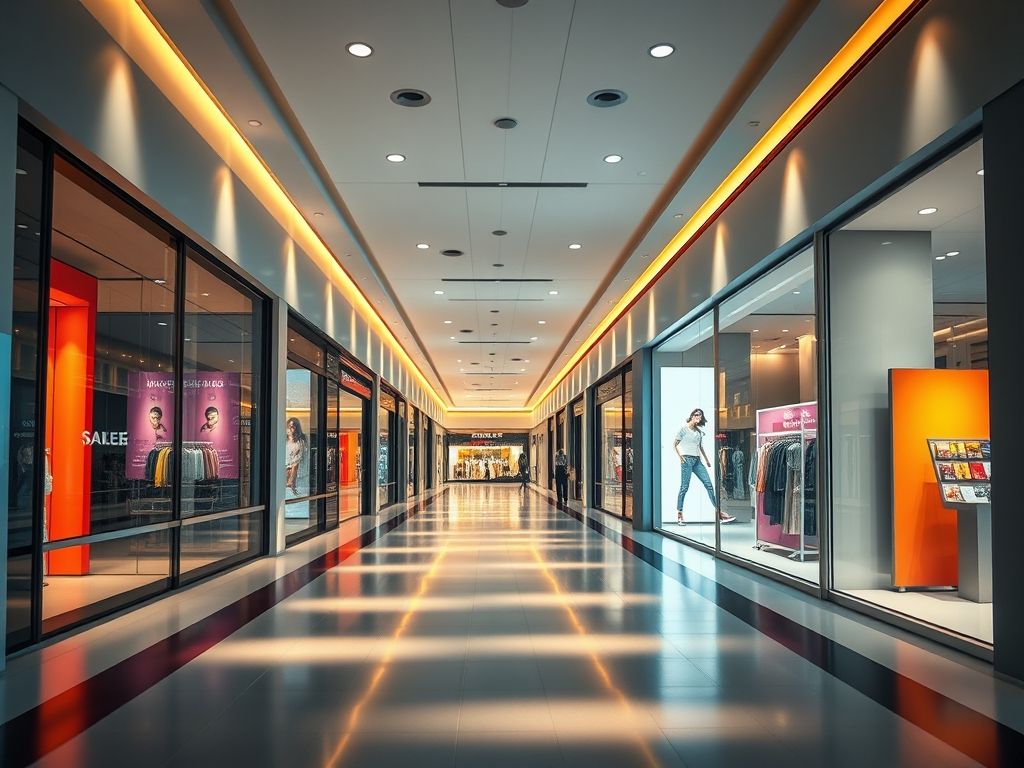 Iluminação para corredores de shoppings