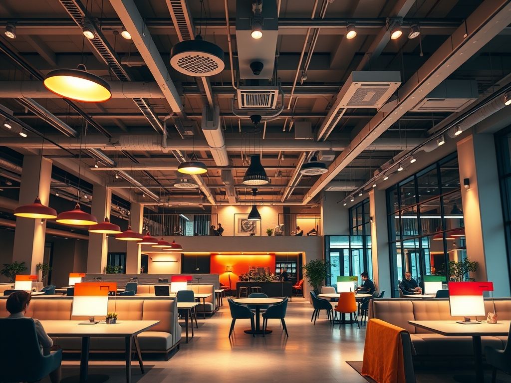 Iluminação para coworkings colaborativos