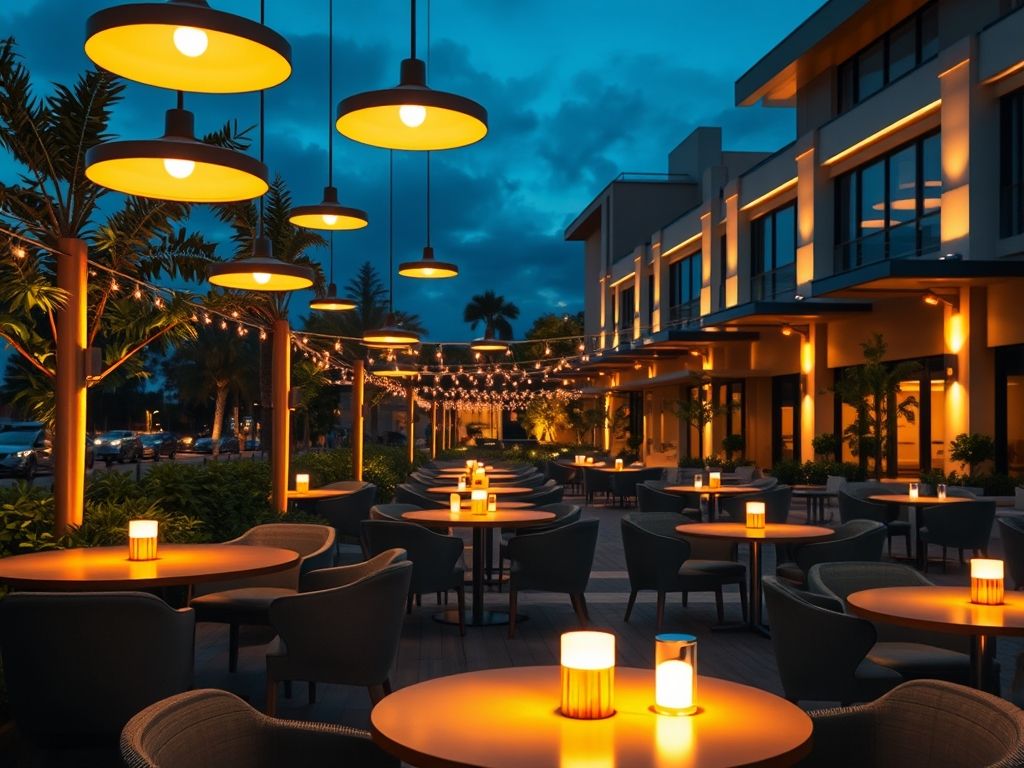 Iluminação para decks de restaurantes