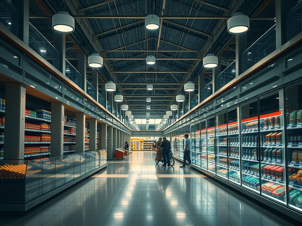 Iluminação para gôndolas de supermercado