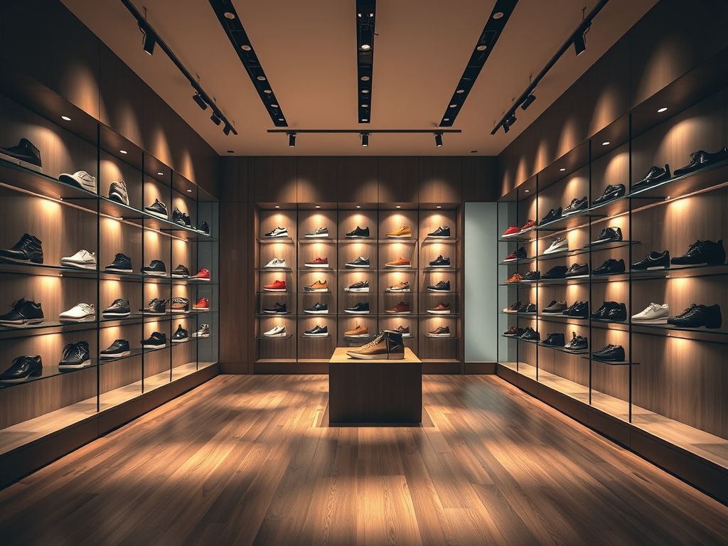 Iluminação para loja de sapatos