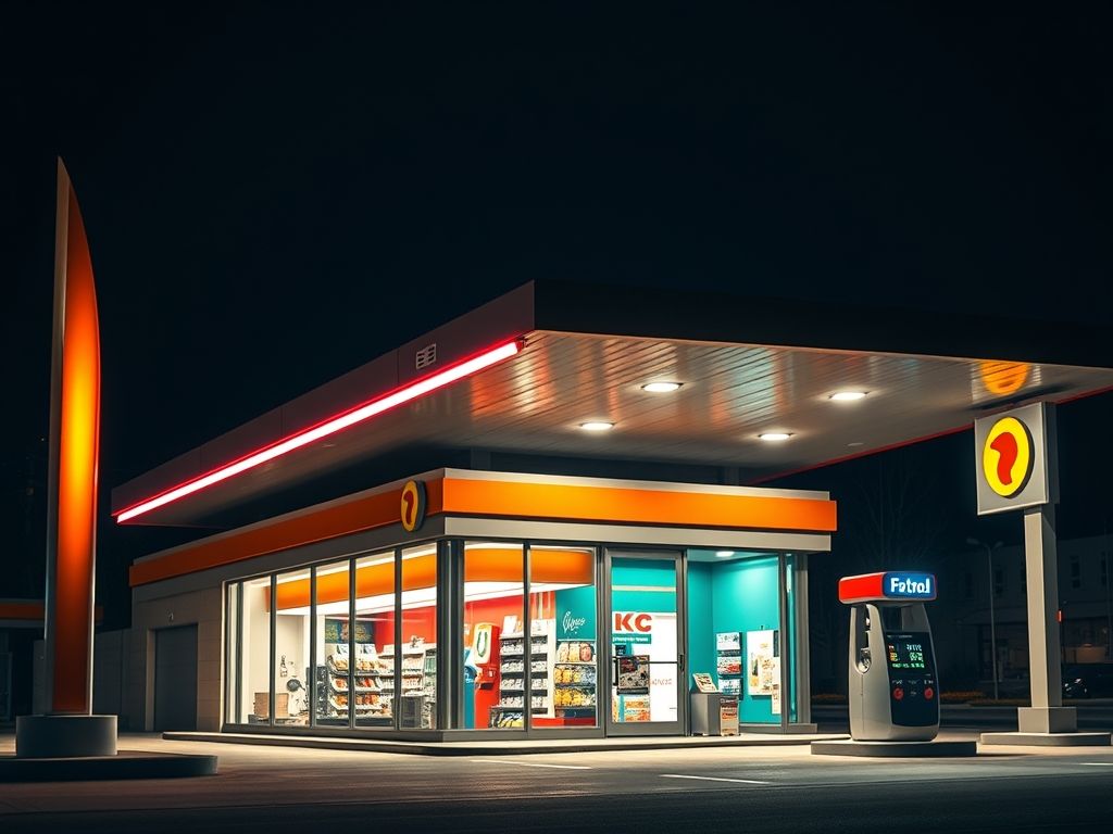 Iluminação para lojas de conveniência em postos