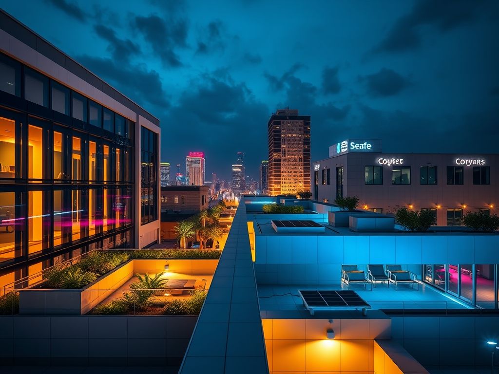 Iluminação para rooftops comerciais