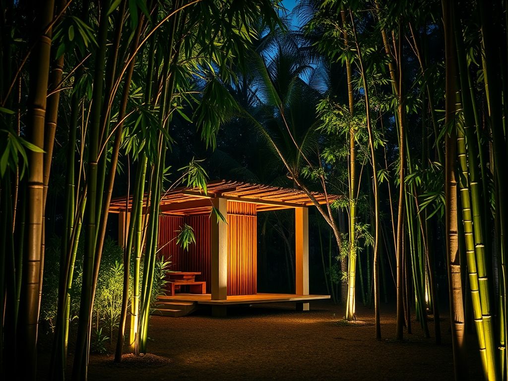 Luminária de bambu