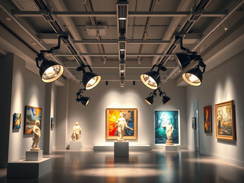 Luminárias articuláveis para iluminação de obras de arte