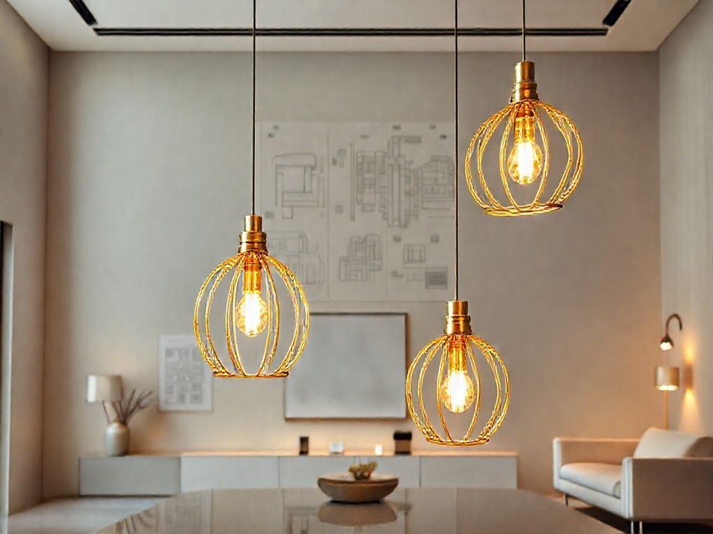 Luminárias douradas para valorizar decoração neutra