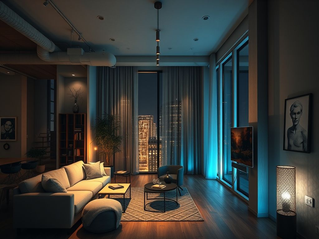 Luminárias esculturais em lofts e apartamentos pequenos