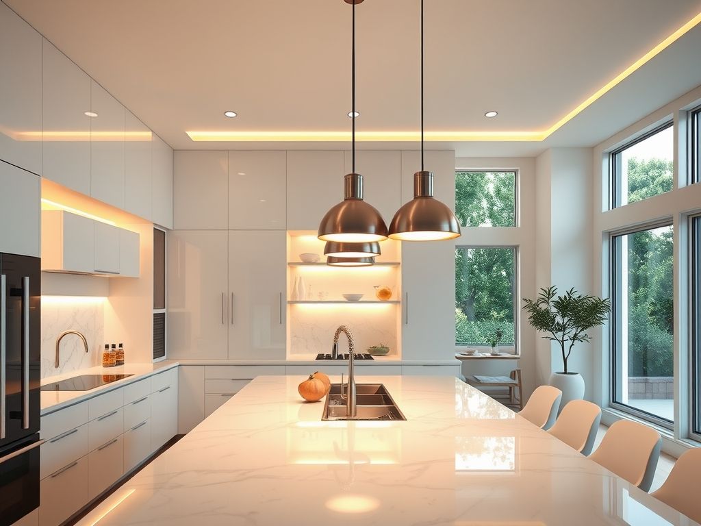 Luminárias LED para cozinha americana