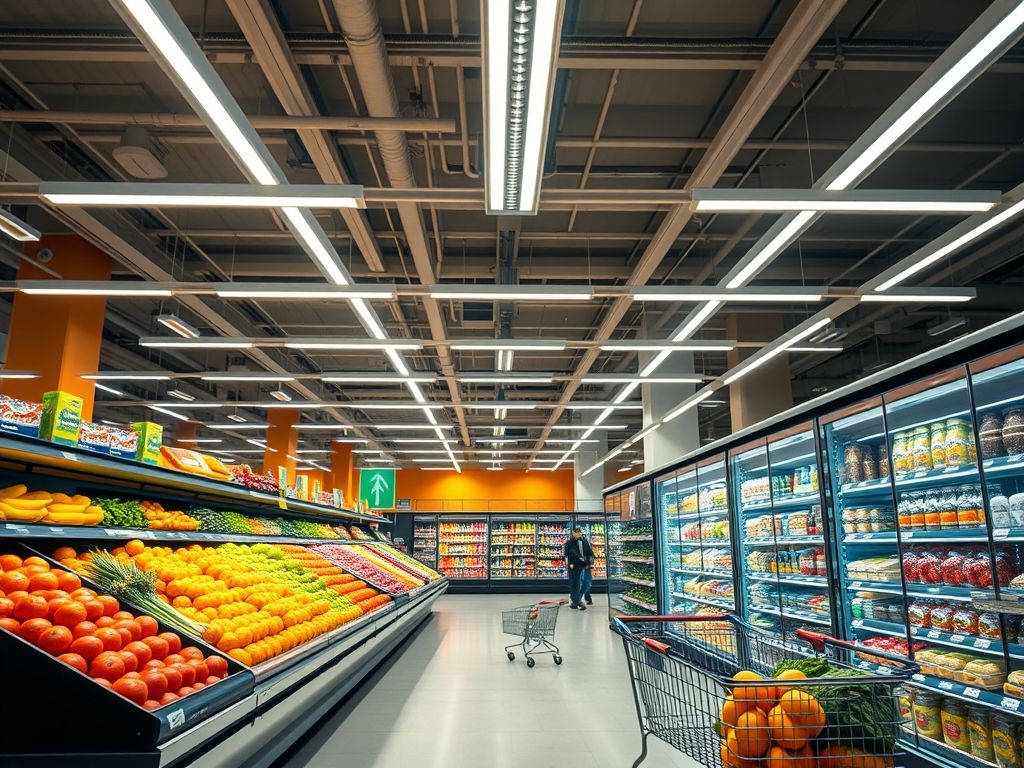 Luminárias LED para supermercados