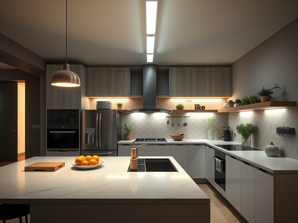 Perfil de LED linear para cozinha