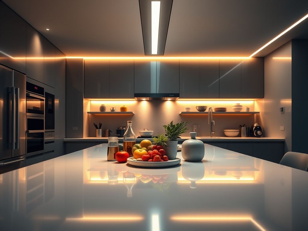 Perfil de LED linear para cozinha gourmet