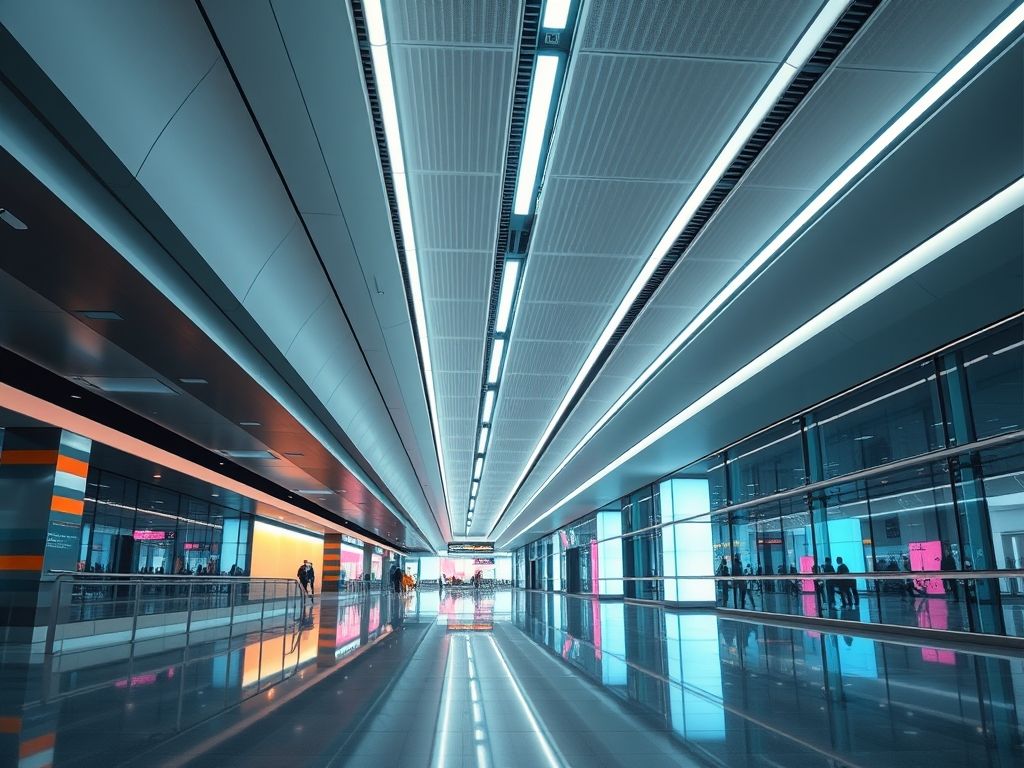 Perfil de LED linear para iluminação de aeroportos