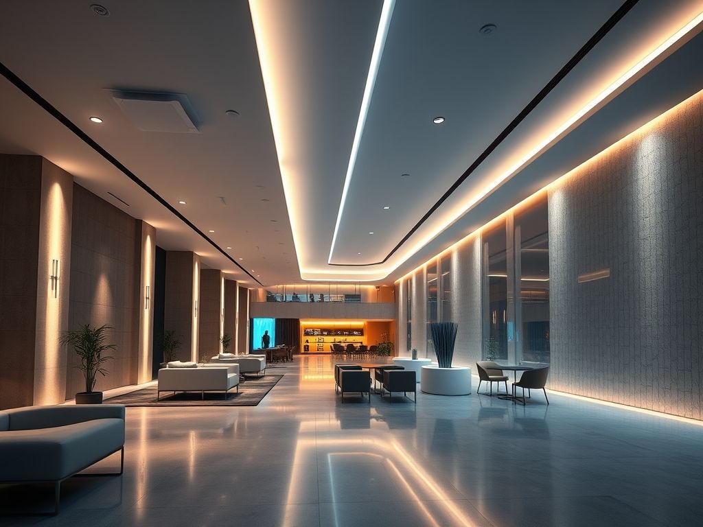 Perfil de LED linear para iluminação de áreas comuns
