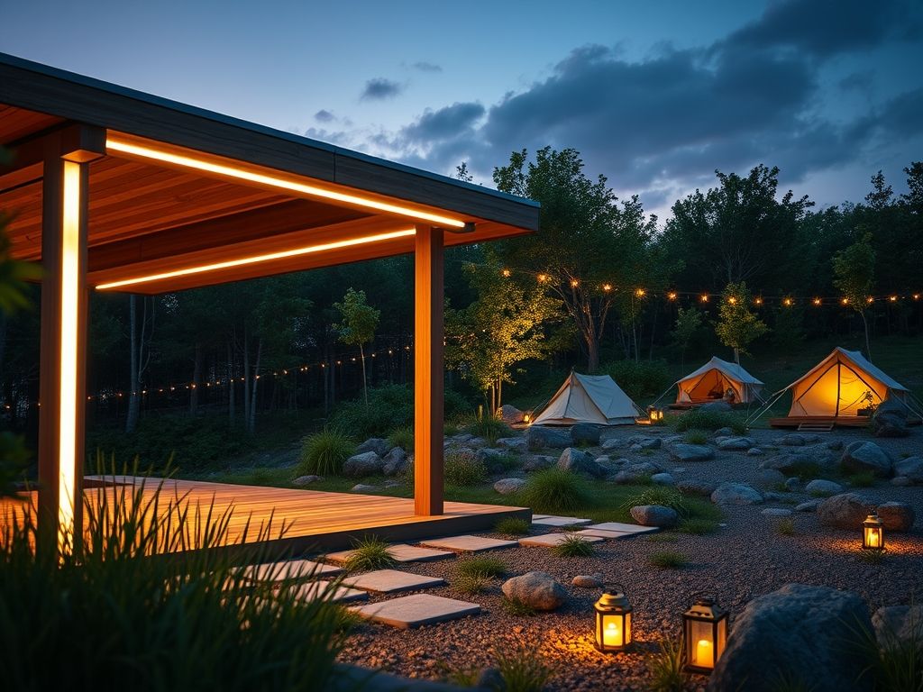Perfil de LED linear para iluminação de áreas de camping