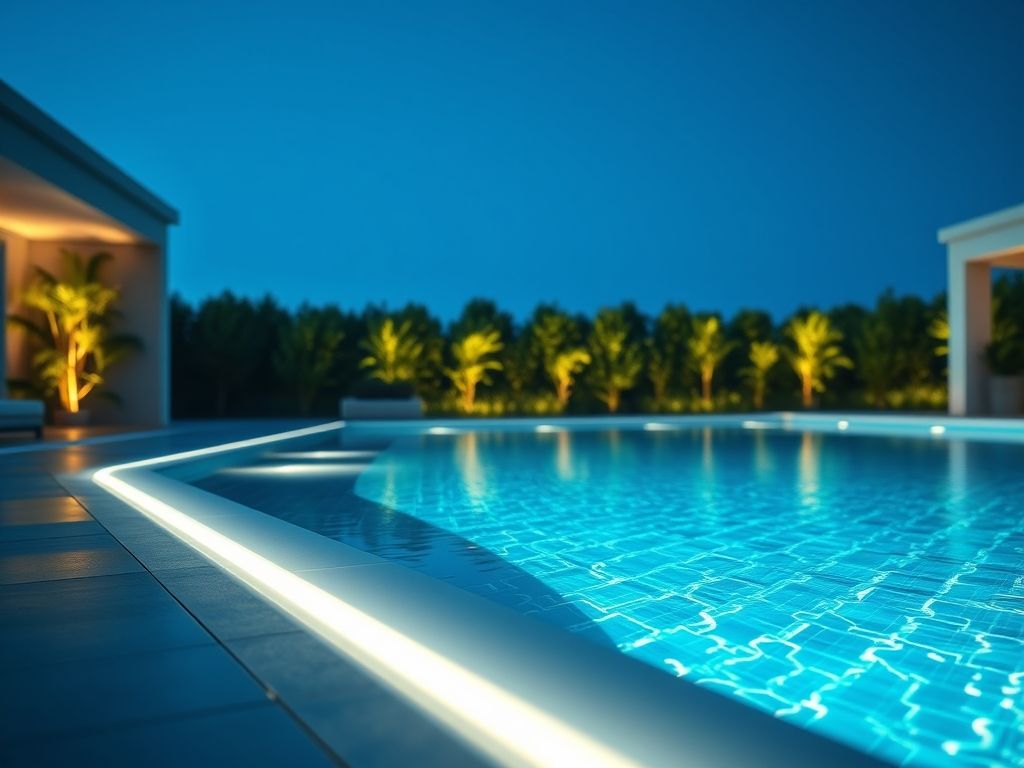 Perfil de LED linear para iluminação de áreas de piscina