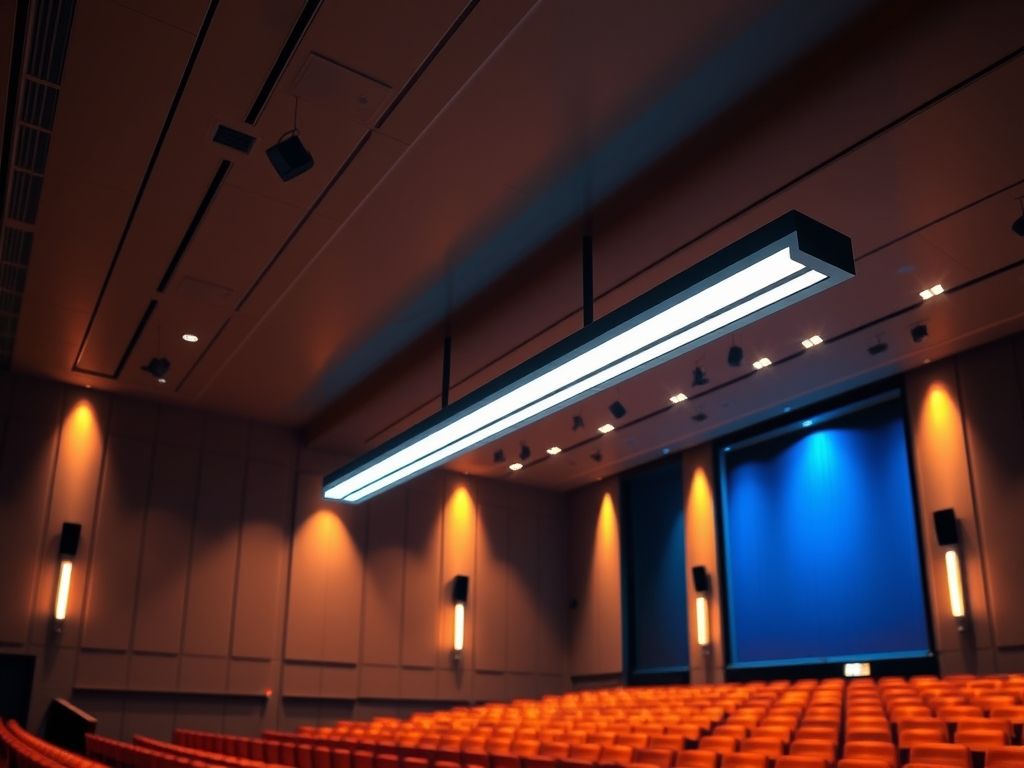 Perfil de LED linear para iluminação de auditórios