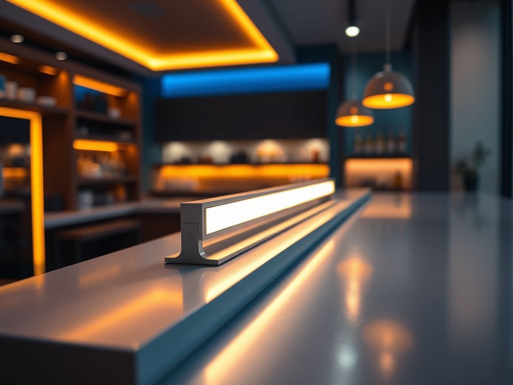 Perfil de LED linear para iluminação de balcões