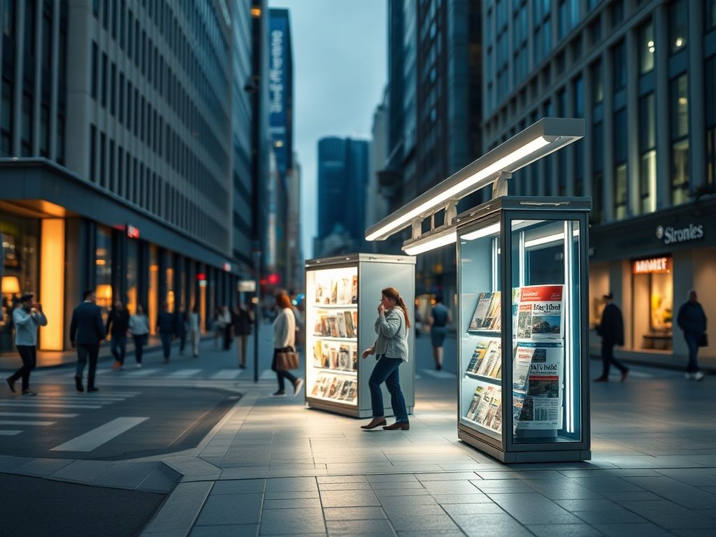Perfil de LED linear para iluminação de bancas de jornal