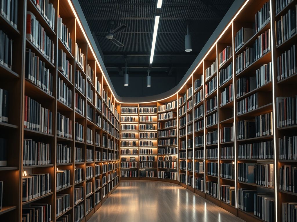 Perfil de LED linear para iluminação de bibliotecas