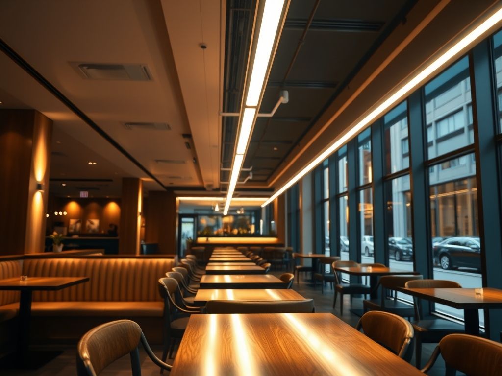 Perfil de LED linear para iluminação de cafés