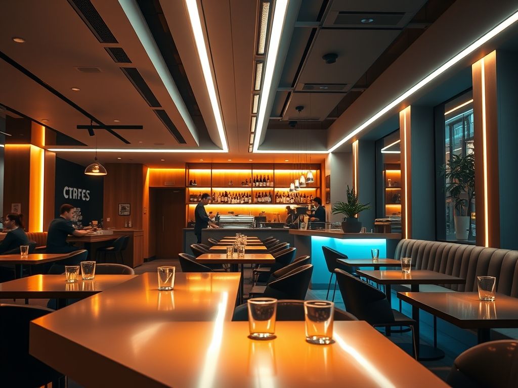 Perfil de LED linear para iluminação de cafés modernos