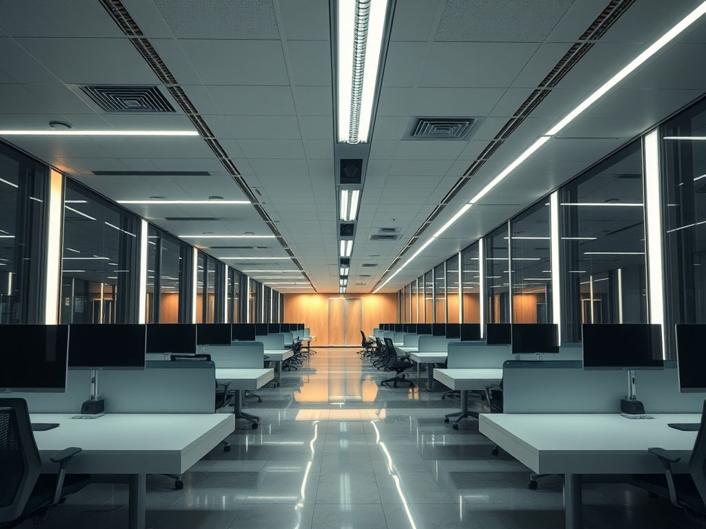 Perfil de LED linear para iluminação de call centers