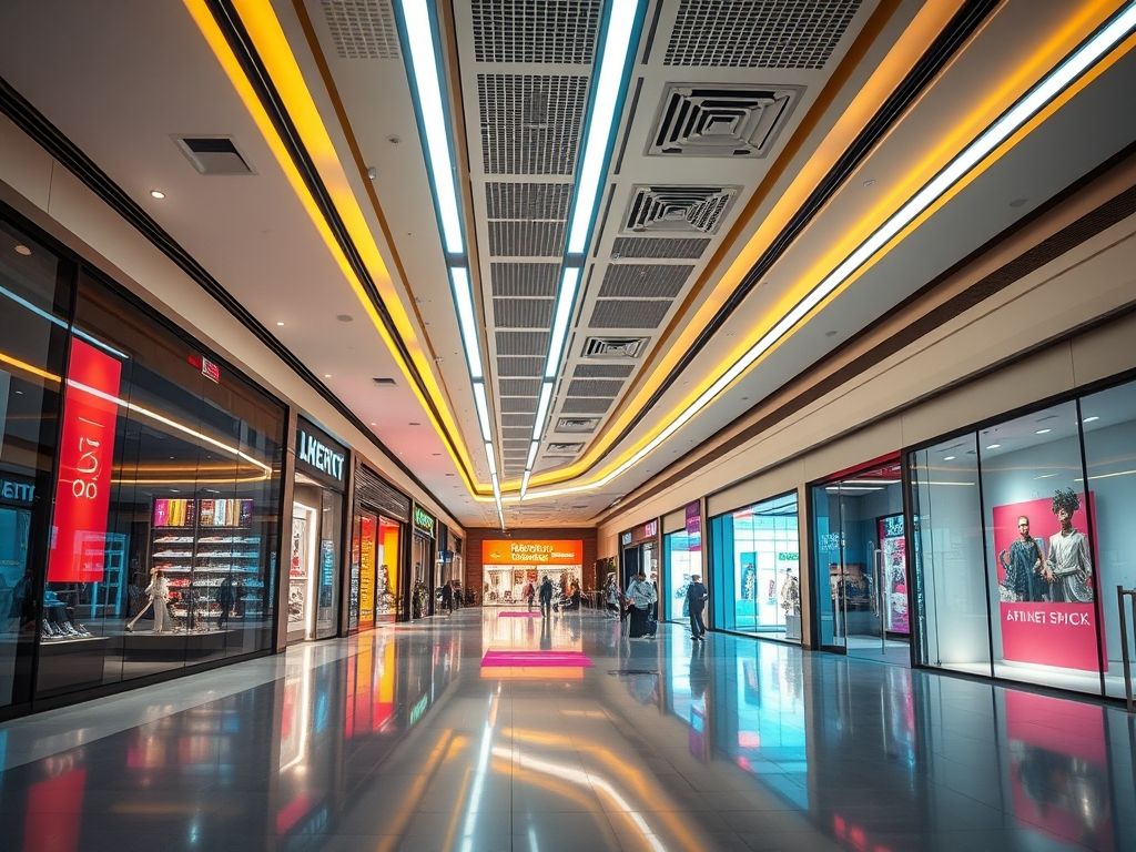 Perfil de LED linear para iluminação de centros comerciais