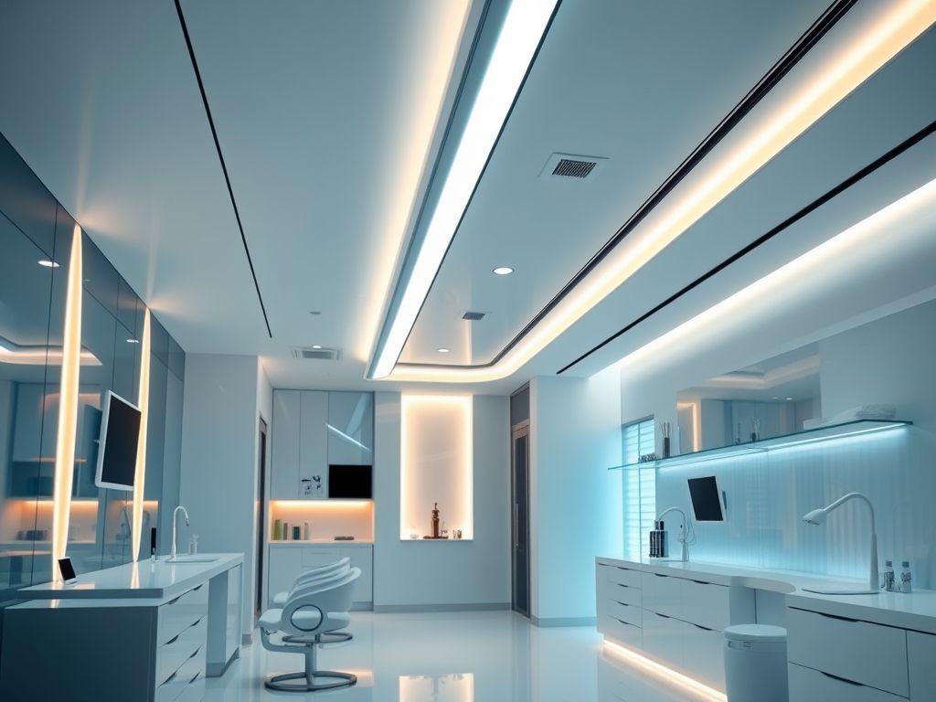 Perfil de LED linear para iluminação de clínicas estéticas