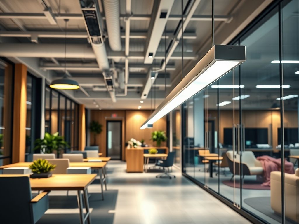 Perfil de LED linear para iluminação de coworking premium